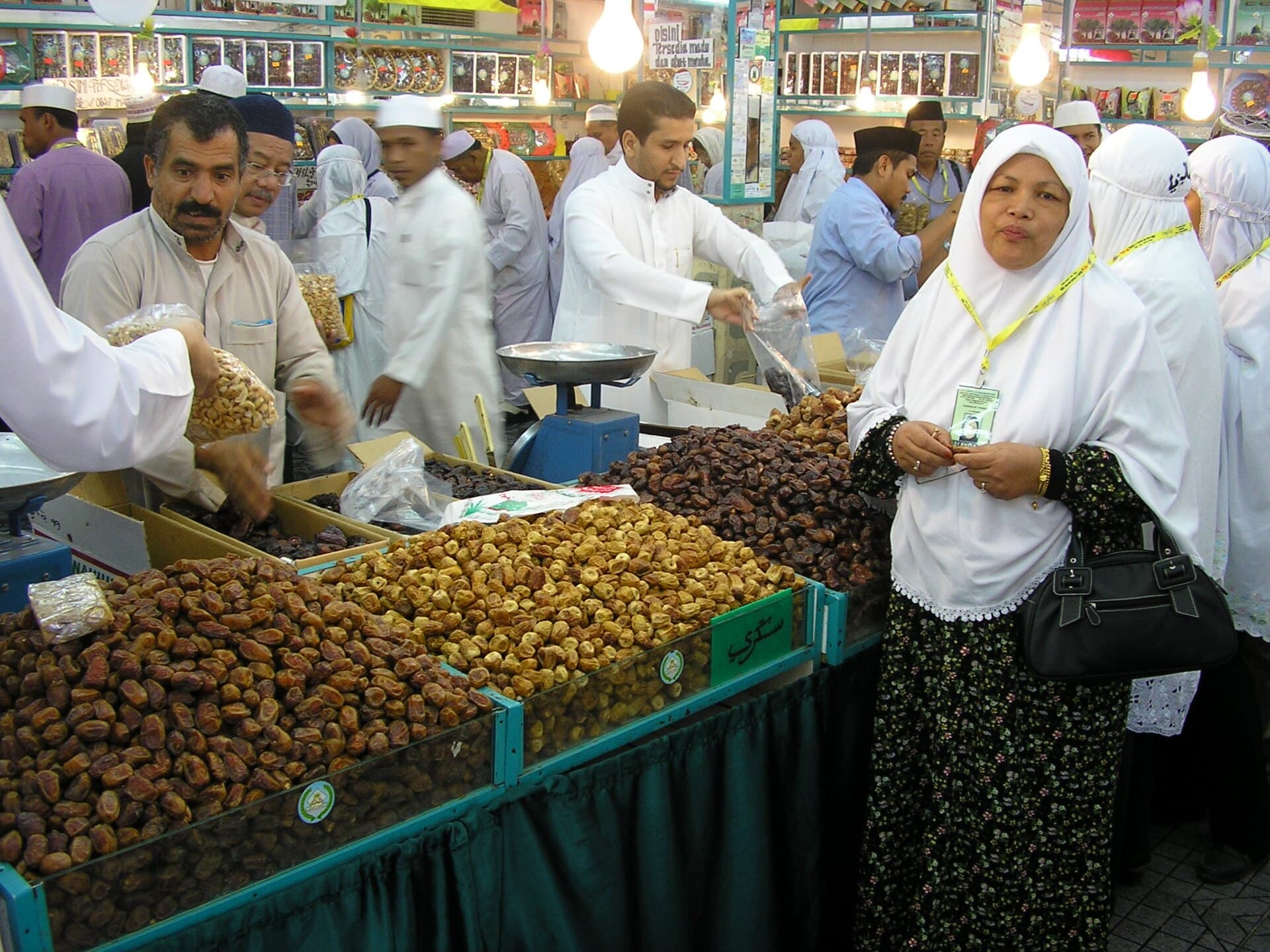 Stalls of dates for sale in a Medina market